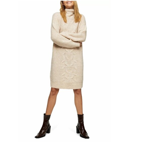 TOPSHOP Cable Knit Midi Sweater Dress - Picture 1 of 5